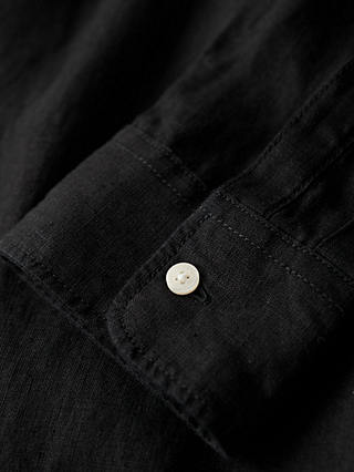 Superdry Casual Linen Long Sleeve Shirt, Black