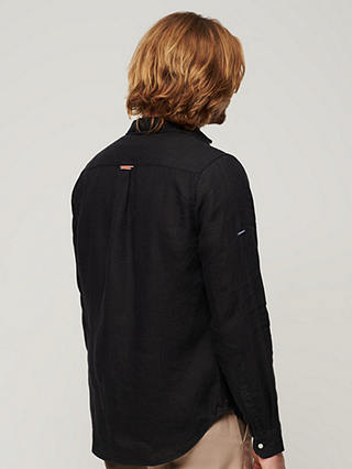 Superdry Casual Linen Long Sleeve Shirt, Black