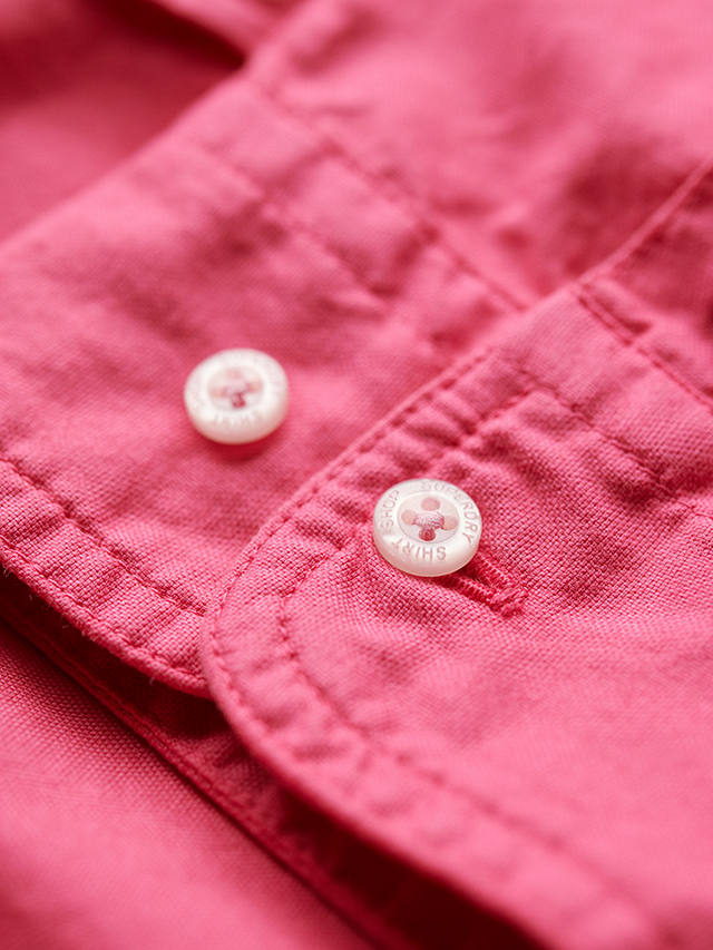 Superdry Overdyed Organic Cotton Long Sleeve Shirt, Pink