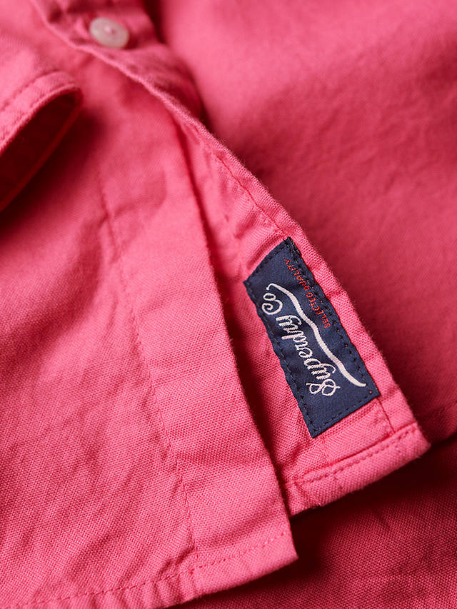 Superdry Overdyed Organic Cotton Long Sleeve Shirt, Pink