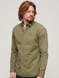 Superdry The Merchant Store Cotton Long Sleeve Shirt, Light Khaki Green