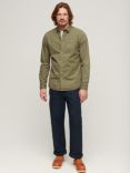 Superdry The Merchant Store Cotton Long Sleeve Shirt, Light Khaki Green