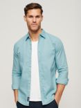 Superdry Overdyed Organic Cotton Long Sleeve Shirt, Sky Blue