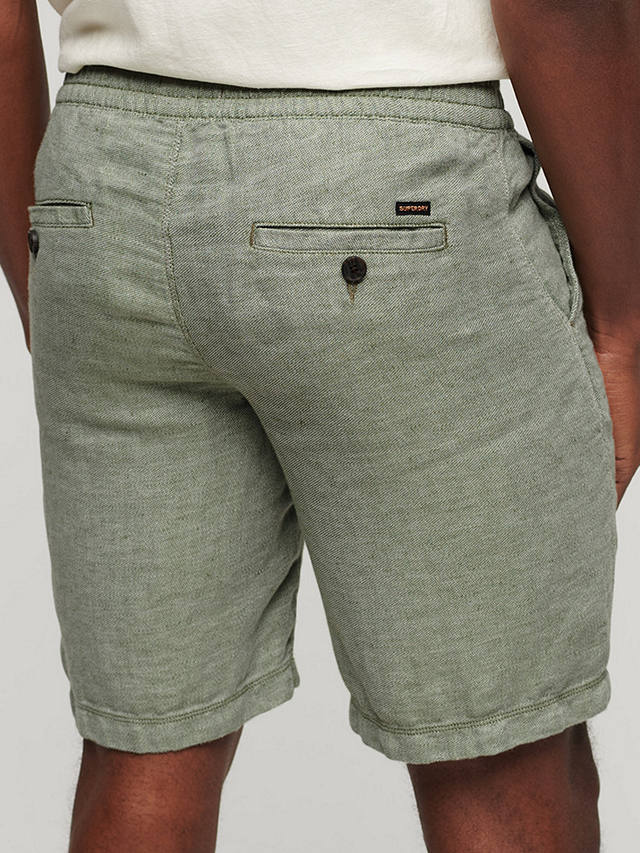 Superdry Drawstring Linen Shorts, Sage Green