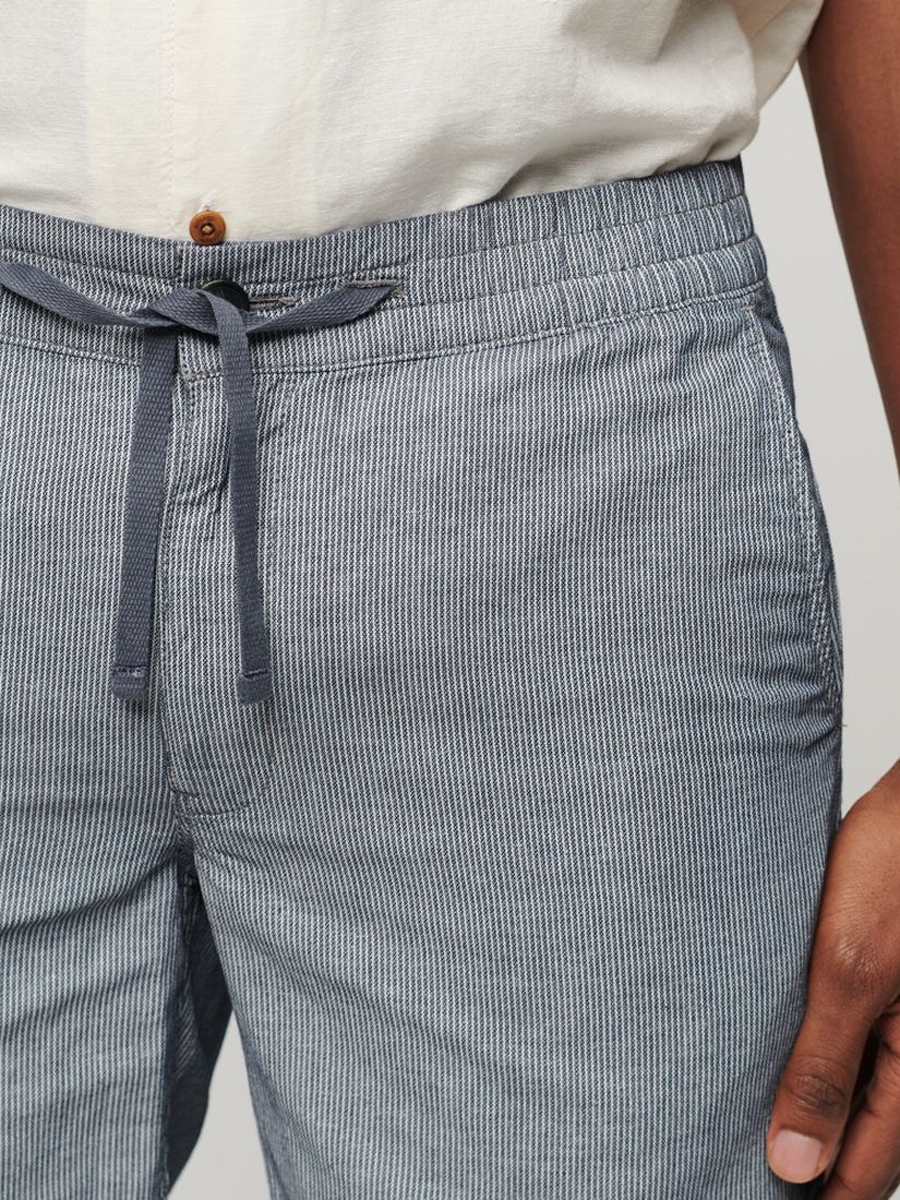 Superdry Drawstring Linen Shorts, Navy Stripe, XL