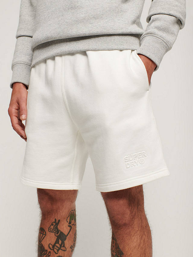 Superdry Sportswear Embossed Loose Shorts, New Chalk White