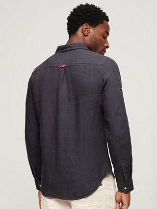 Superdry Casual Linen Long Sleeve Shirt, Castlerock Grey