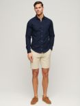 Superdry Overdyed Organic Cotton Long Sleeve Shirt, Nautical Navy