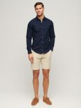 Superdry Overdyed Organic Cotton Long Sleeve Shirt, Nautical Navy