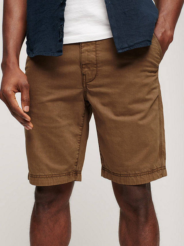 Superdry Officer Chino Shorts, Tobacco Brown