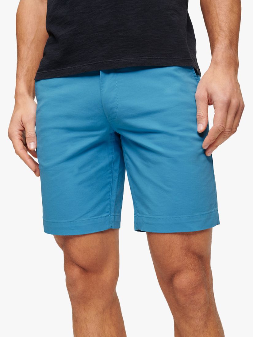 Superdry Slim Fit Stretch Chino Shorts, Toucan Blue at John Lewis ...