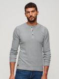 Superdry Relaxed Fit Waffle Cotton Henley Top, Skylark Grey