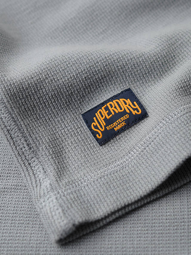 Superdry Relaxed Fit Waffle Cotton Henley Top, Skylark Grey