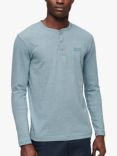 Superdry Organic Cotton Vintage Logo Embroidered Henley Top, Bay Blue Marl
