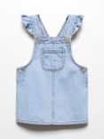 Mango Baby Ruffi Denim Dungaree Dress, Open Blue