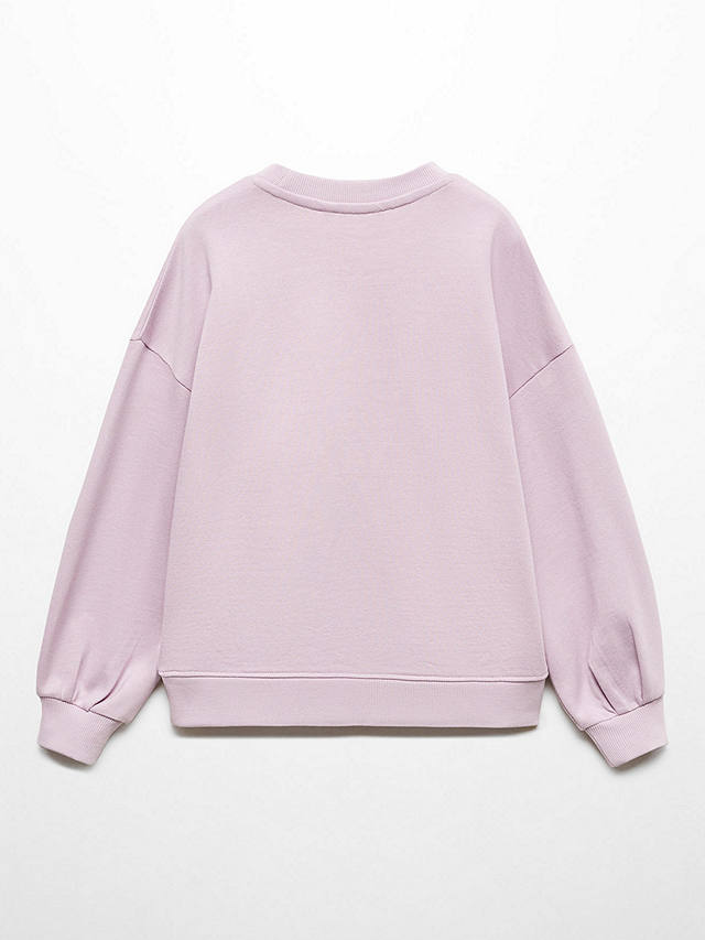 Mango Kids' Cece Floral Print Cotton Sweatshirt, Pastel Purple