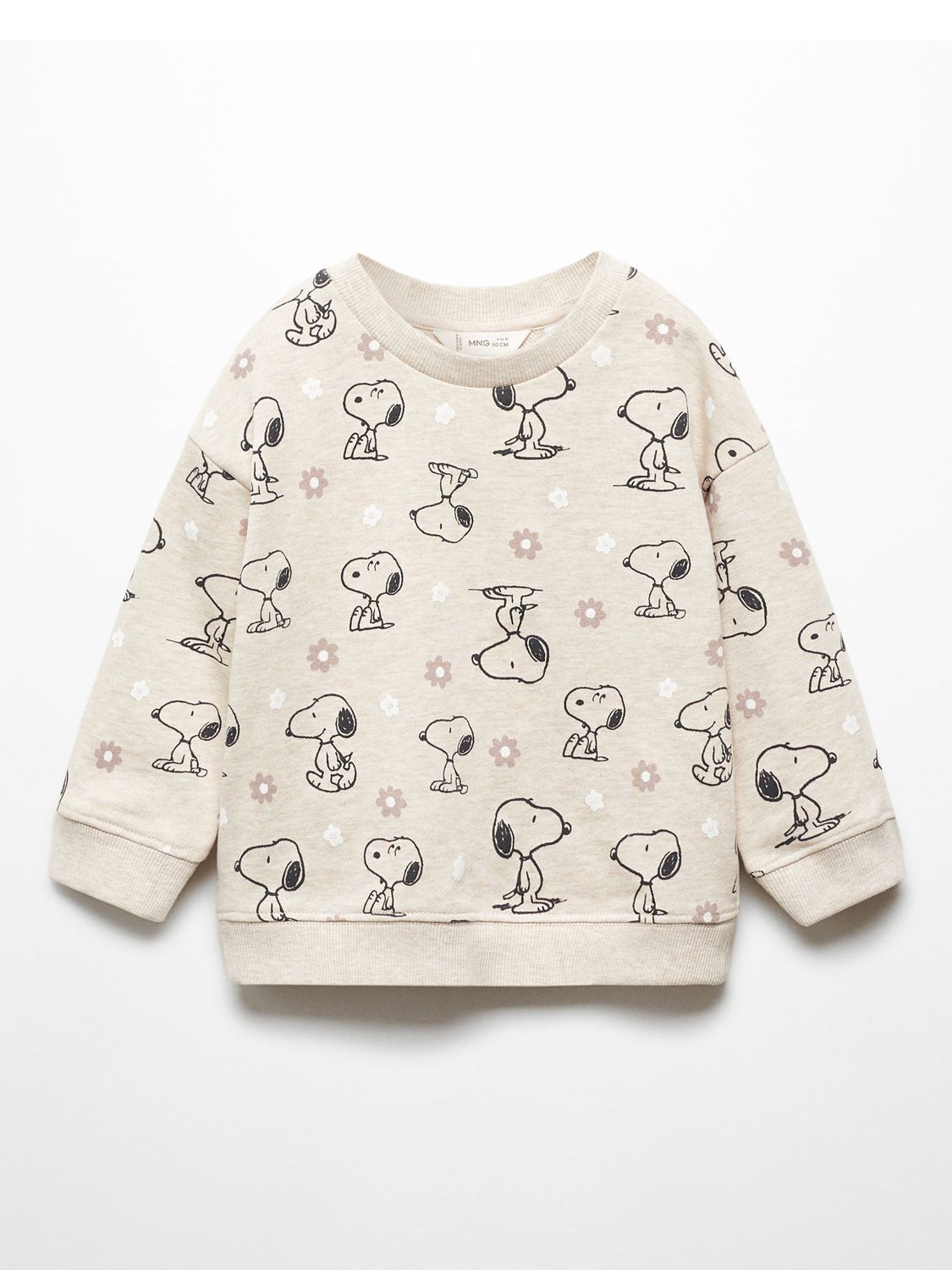 Mango Baby Snoopy Garden Print Sweatshirt, Pastel Brown, 3-4 years