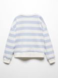 Mango Kids' Bands Block Stripe Sweatshirt, Pastel Blue