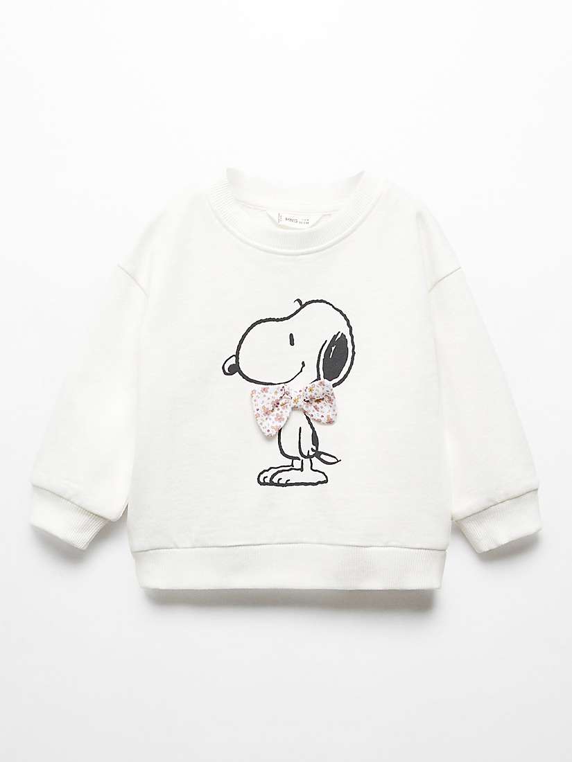 Buy Mango Baby Snoopy Bow Detail Sweatshirt, Natural White Online at johnlewis.com