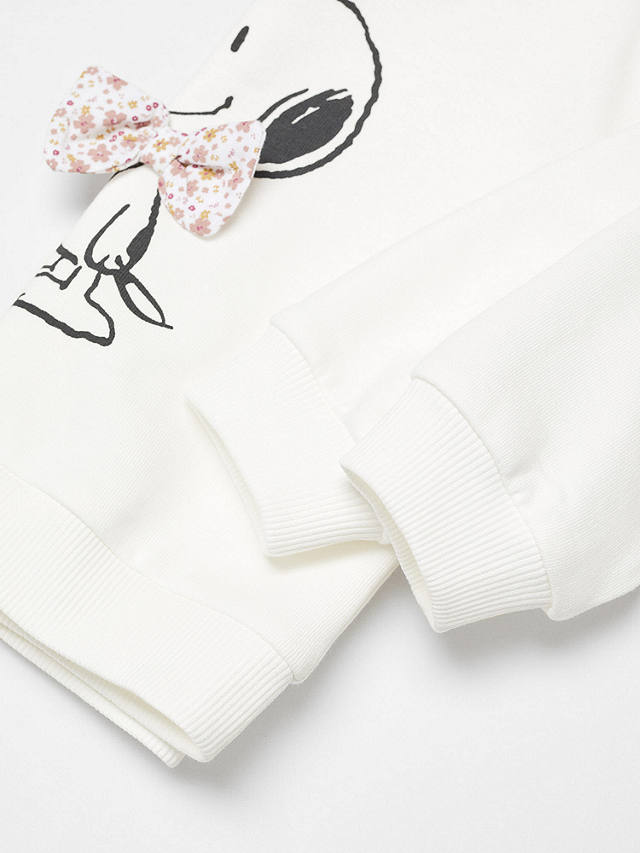 Mango Baby Snoopy Bow Detail Sweatshirt, Natural White