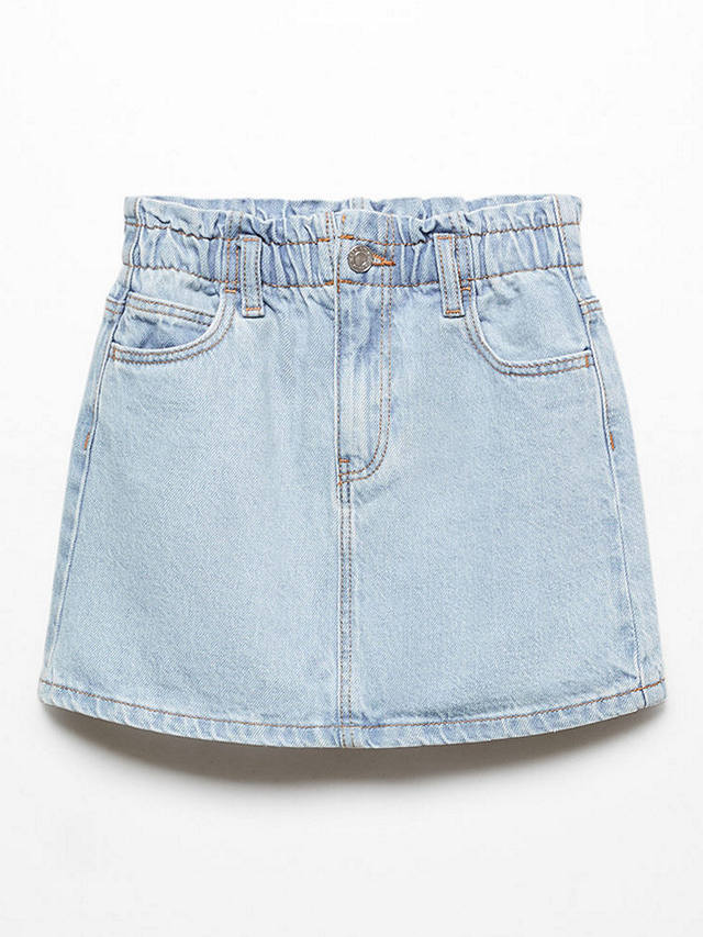 Mango Kids' Cindy Paperbag Denim Mini Skirt, Open Blue