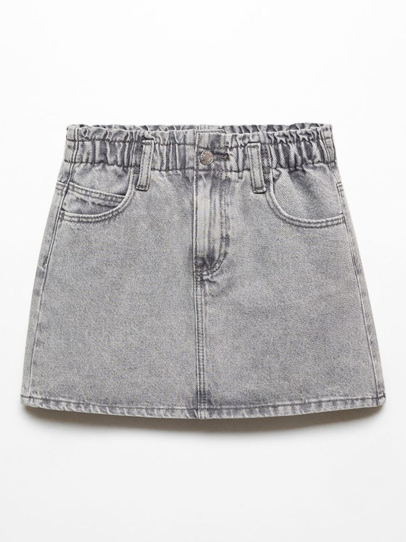 Mango Kids' Cindy Paperbag Denim Mini Skirt, Open Grey, 7 years
