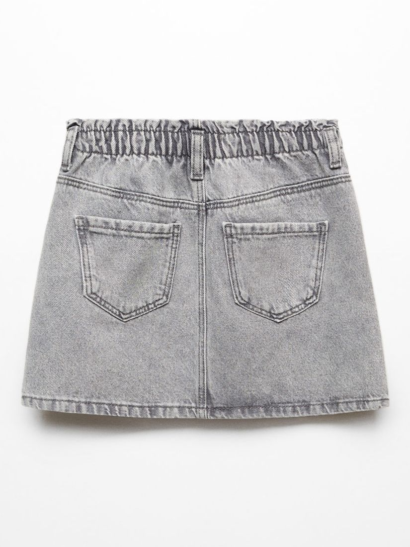Mango Kids' Cindy Paperbag Denim Mini Skirt, Open Grey, 7 years
