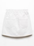 Mango Kids' Cindy Paperbag Denim Mini Skirt, White
