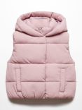 Mango Kids' Mariana Quilted Hooded Gilet, Pastel Purple