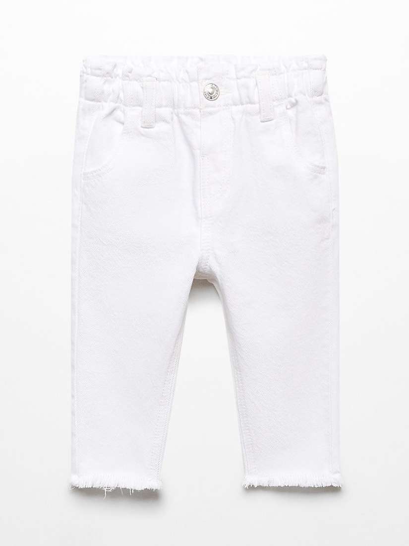 Buy Mango Baby Frayed Hem Paperbag Jeans, White Online at johnlewis.com