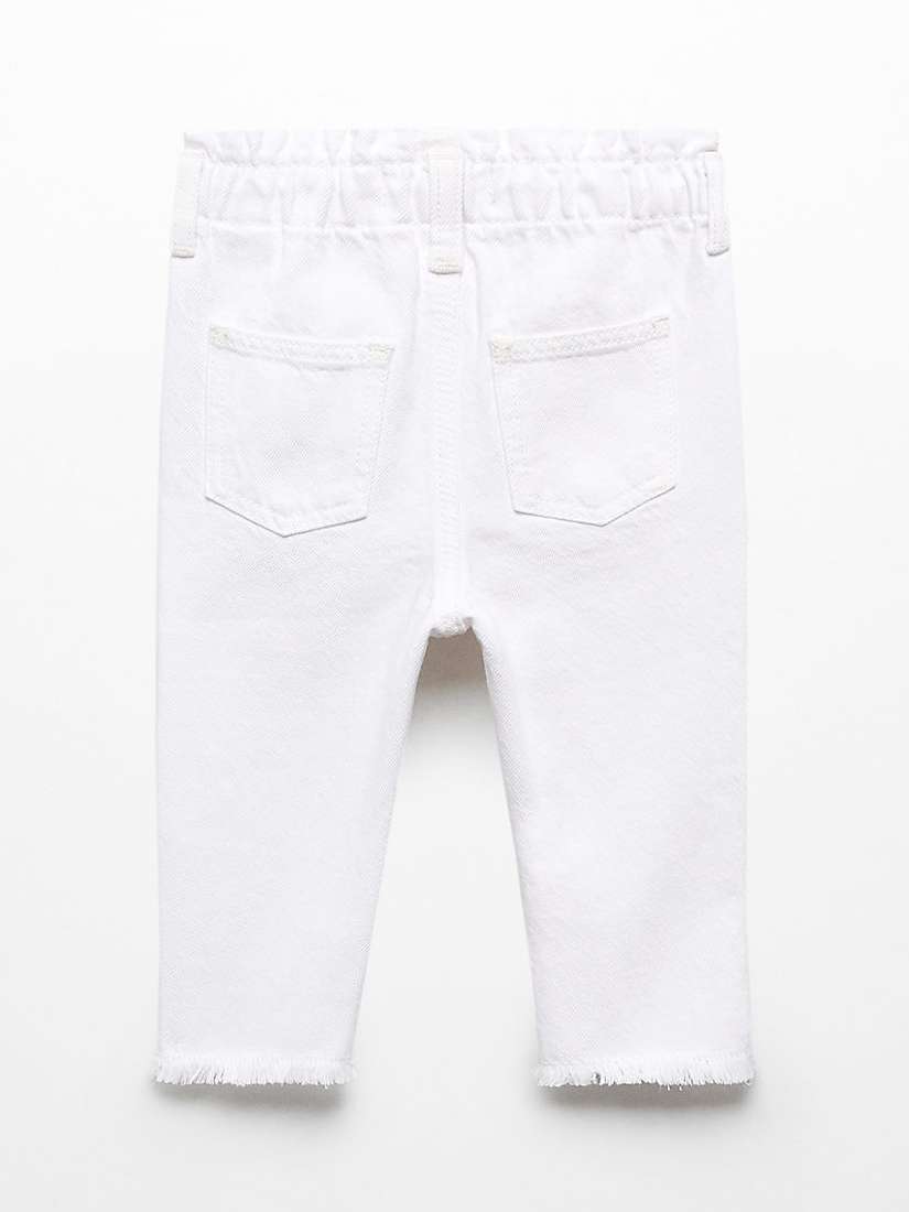 Buy Mango Baby Frayed Hem Paperbag Jeans, White Online at johnlewis.com