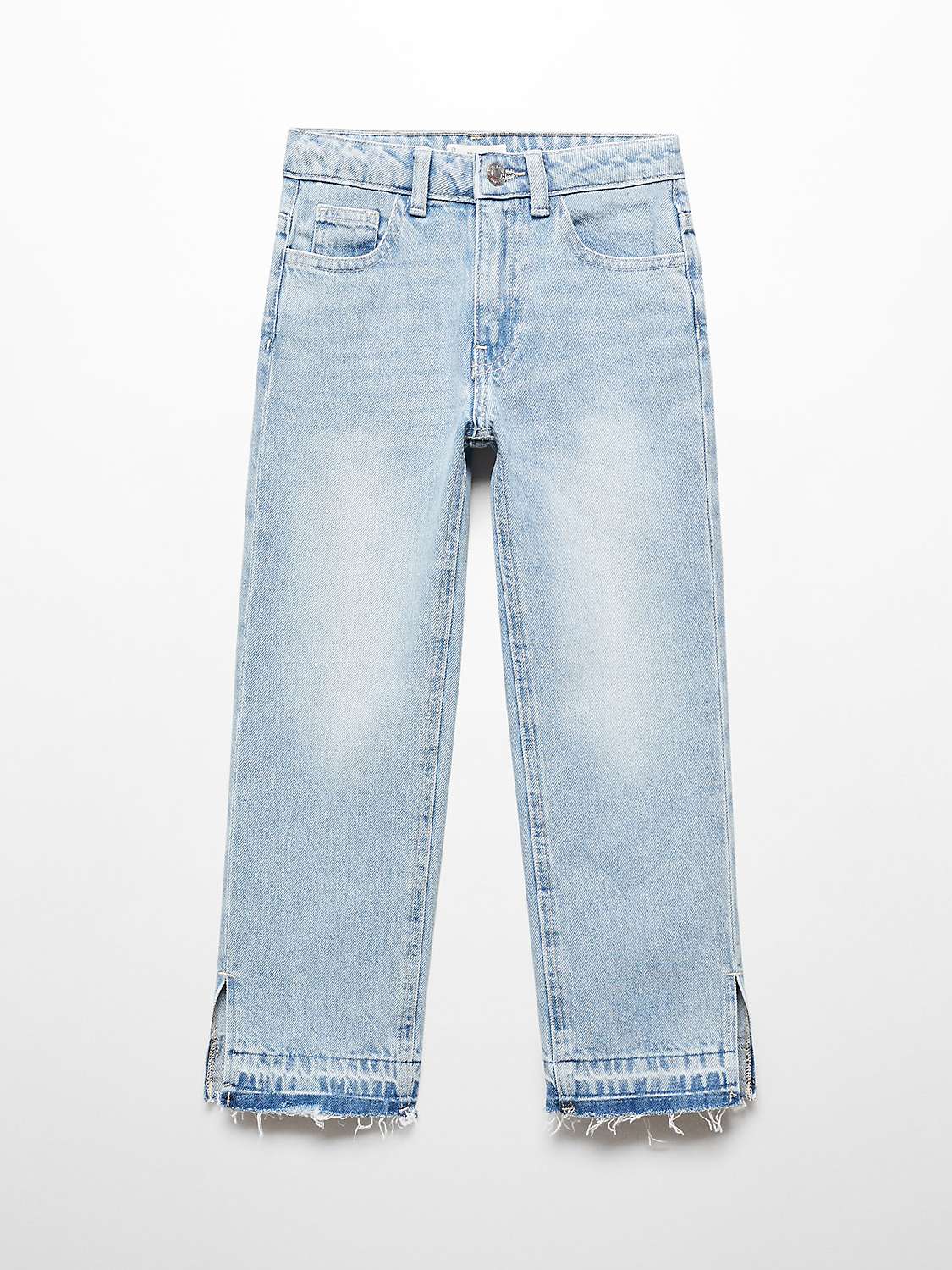 Buy Mango Kids' Frayed Hem Straight Jeans, Open Blue Online at johnlewis.com