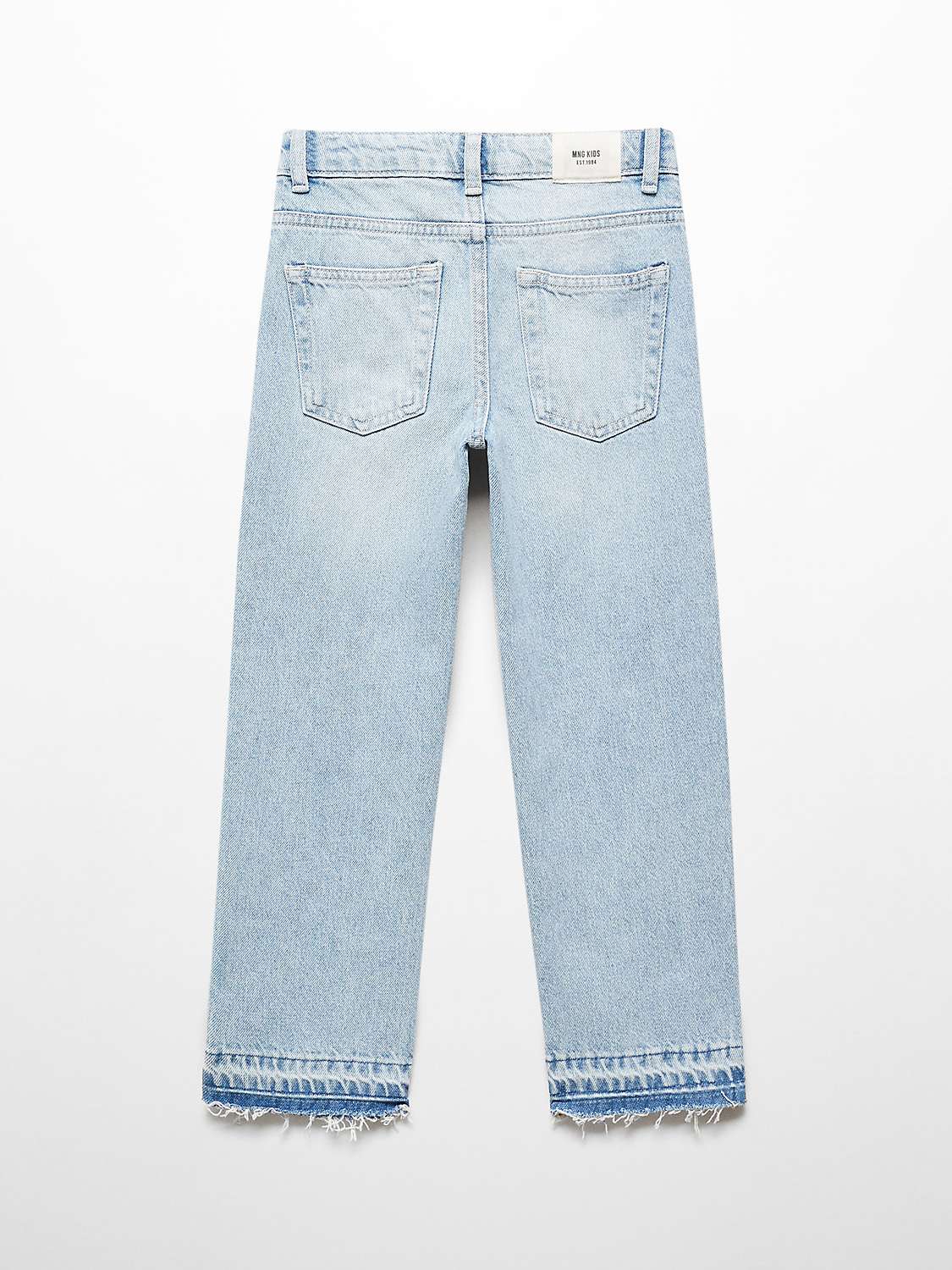 Buy Mango Kids' Frayed Hem Straight Jeans, Open Blue Online at johnlewis.com