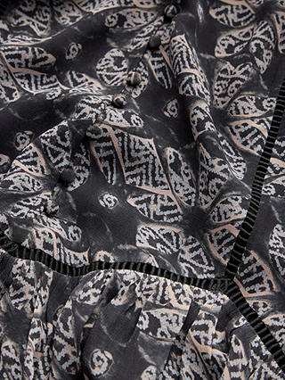 Mint Velvet Block Print Ruffle Hem Mini Dress, Grey/Multi