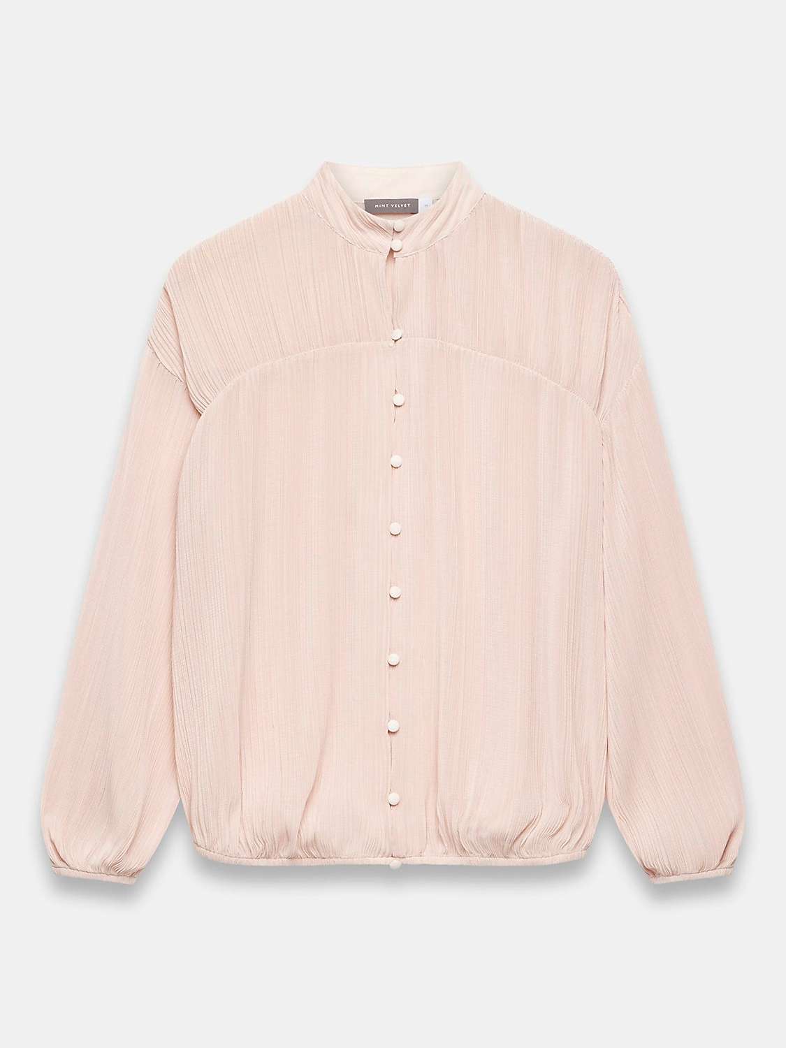 Buy Mint Velvet Crinkle Long Sleeve Blouse, Light Pink Online at johnlewis.com