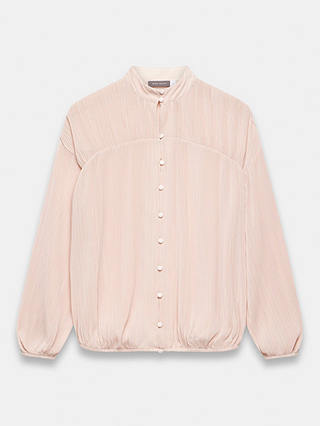 Mint Velvet Crinkle Long Sleeve Blouse, Light Pink