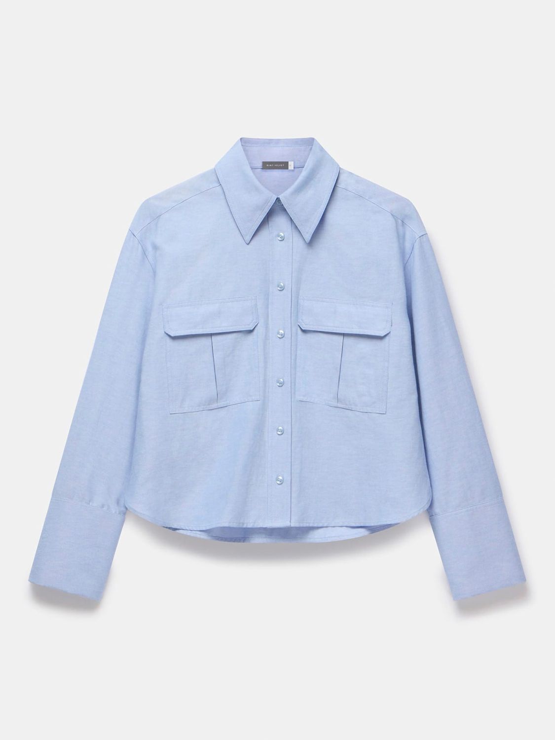 Buy Mint Velvet Cropped Boxy Utility Shirt, Blue Online at johnlewis.com
