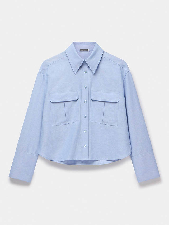 Mint Velvet Cropped Boxy Utility Shirt, Blue