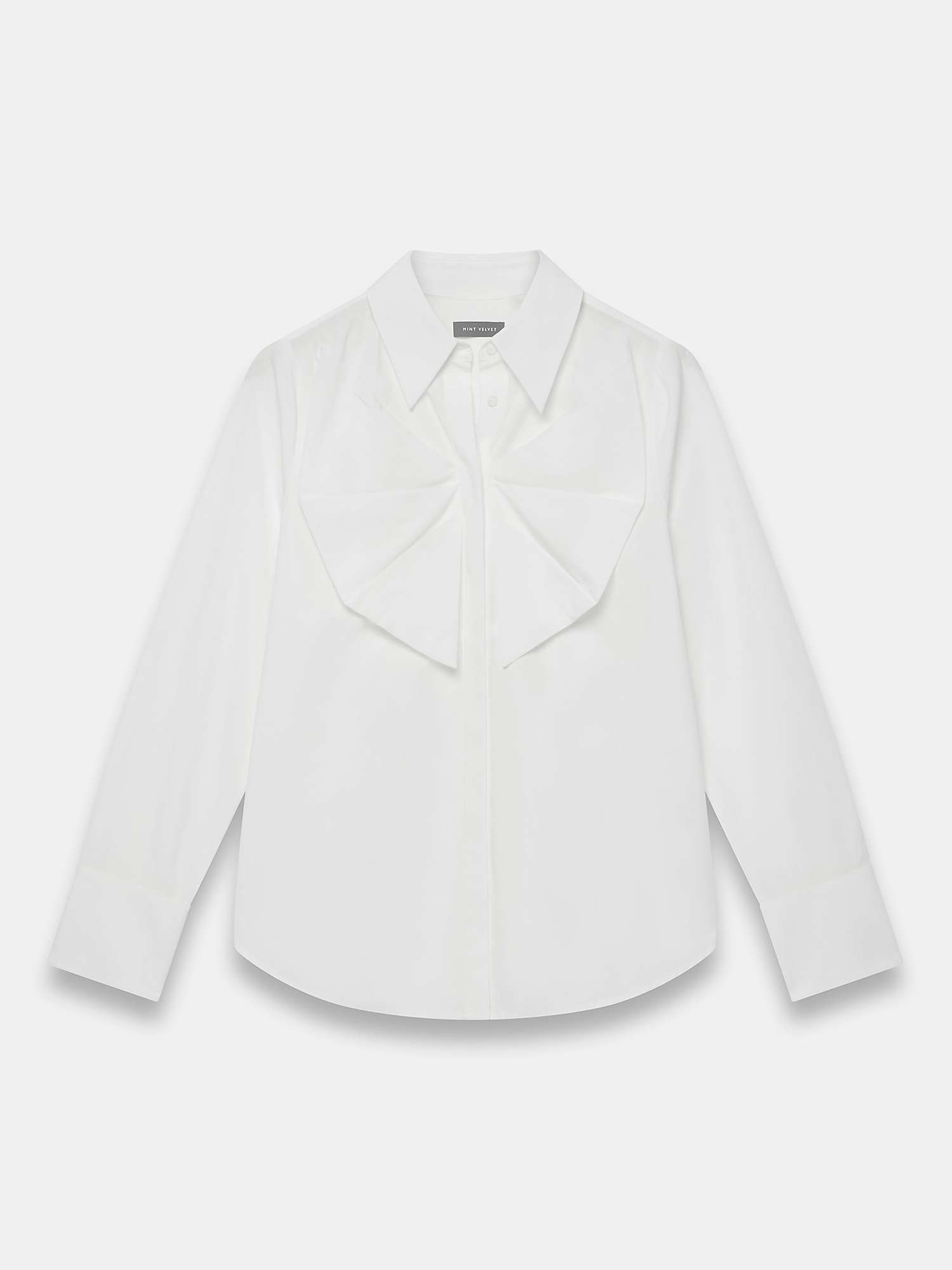 Buy Mint Velvet Cotton Blend Bow Front Shirt, White Ivory Online at johnlewis.com