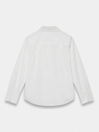 Mint Velvet Cotton Blend Bow Front Shirt, White Ivory
