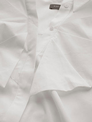 Mint Velvet Cotton Blend Bow Front Shirt, White Ivory