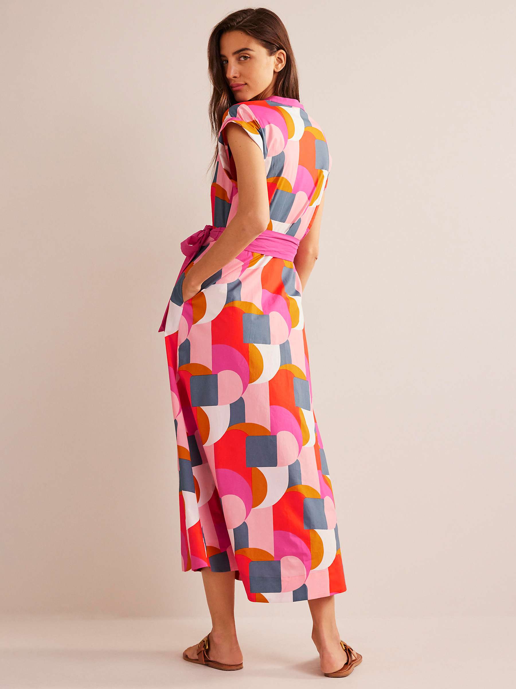 Buy Boden Amanda Cotton Midi Dress, Pink Geometric Swirl Online at johnlewis.com