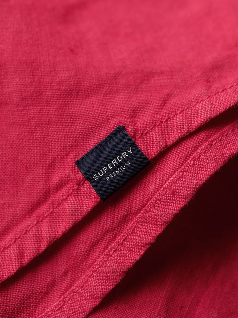 Superdry Casual Linen Boyfriend Shirt, Electric Pink, 16