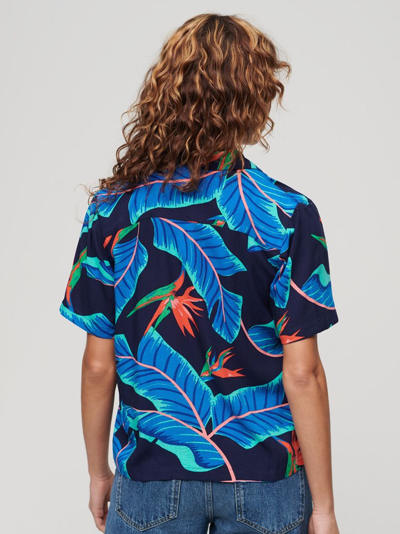 Superdry Beach Resort Shirt, Navy Paradise, 10