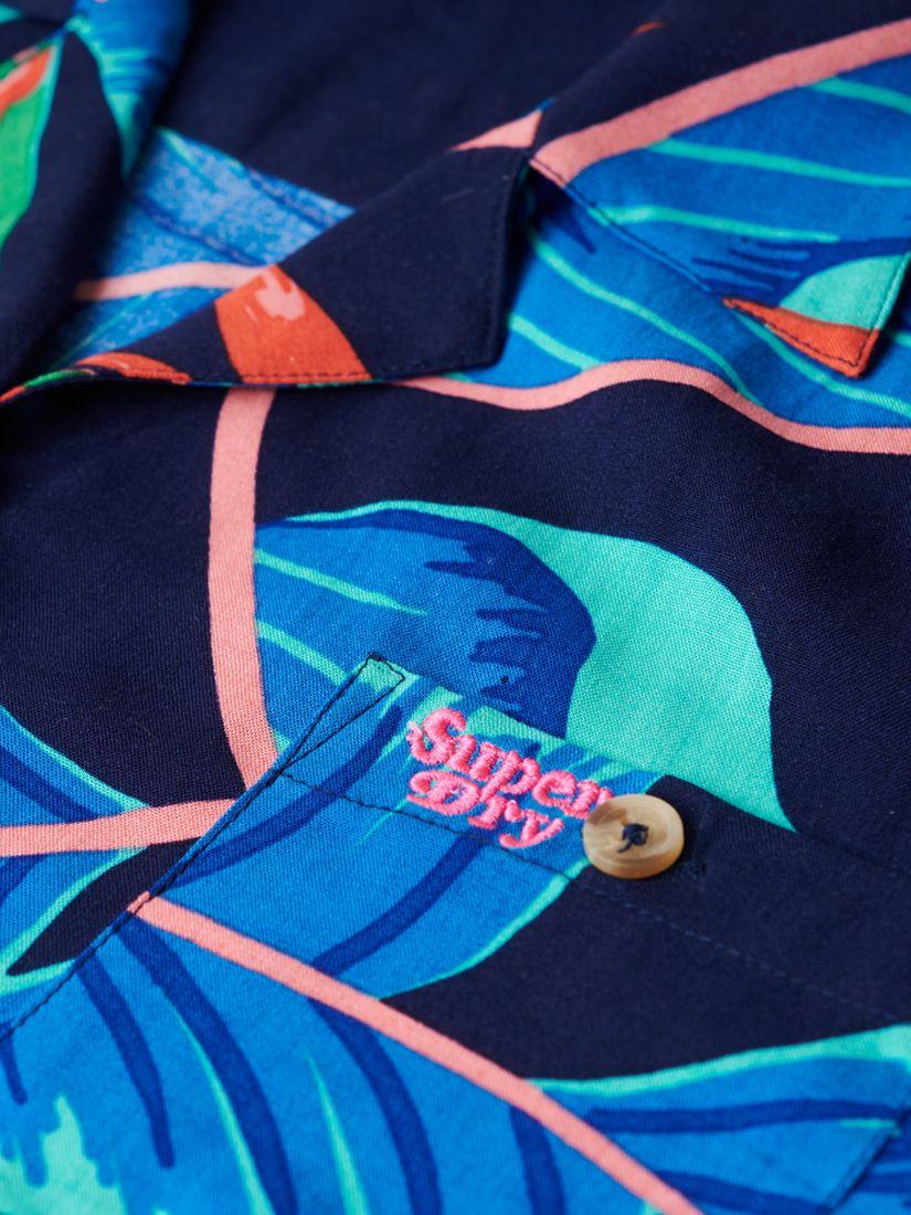 Superdry Beach Resort Shirt, Navy Paradise, 10