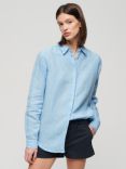 Superdry Casual Linen Boyfriend Shirt, Seafoam Blue