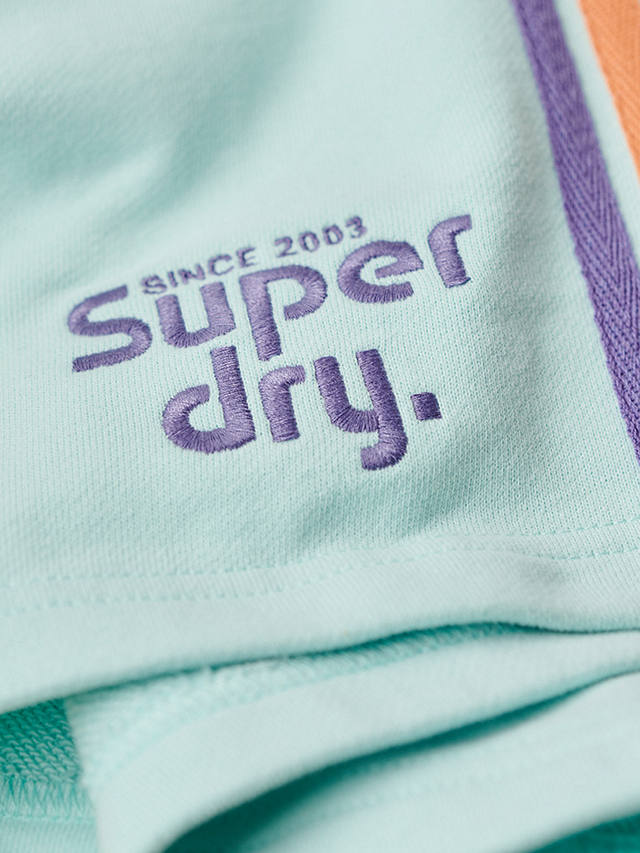 Superdry Rainbow Side Stripe Logo Shorts, Grey Green
