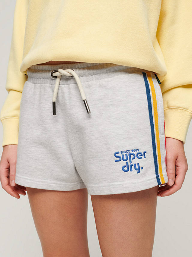 Superdry Rainbow Side Stripe Logo Shorts, Ice Grey Marl