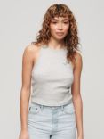 Superdry Essential Logo Racer Vest Top, Glacier Grey Marl