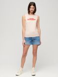 Superdry Sport Luxe Graphic Fitted Tank Top, Mauve Morn Pink